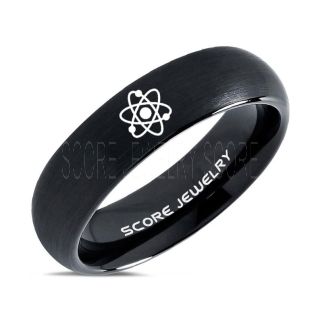 Atom Ring, Molecule Ring, Particle Ring, Biology Ring, Chemistry Ring, Physics Ring, Science Jewelry, Teacher Ring, Teacher Jewelry, Black Tungsten Ring, Black Ring, Black Wedding Band