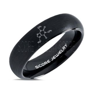 Caffeine Molecule Ring, Caffeine Ring, Molecule Ring, Biology Ring, Chemistry Ring, Science Jewelry, Teacher Ring, Teacher Jewelry, Black Tungsten Ring, Black Ring, Black Wedding Band