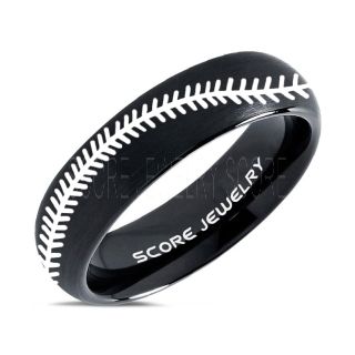 Baseball Ring, Baseball Stitch Pattern Ring, Black Tungsten Ring, Black Ring, Black Wedding Band, Black Wedding Ring, Baseball Stitch Ring, Black Tungsten Band