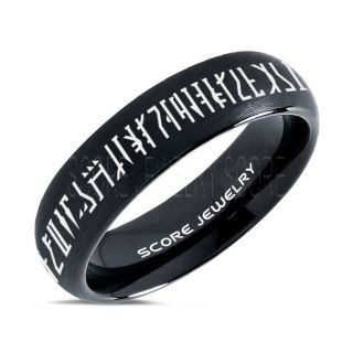 Mandalorian Ring, Star Wars Ring, Customize Your Own Text in Mandalorian, Star Wars Wedding Band, Black Mandalorian Wedding Ring, Black Tungsten Band, Mandalorian Wedding Band, Star Wars Wedding Ring, Star Wars Mandalorian Jewelry