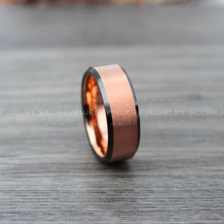 Classic 14K Rose Gold Tungsten Rings, Rose Gold Tungsten Wedding Bands, Rose Gold Wedding Bands, Rose Gold Wedding Rings, Rose Gold Tungsten Wedding Rings
