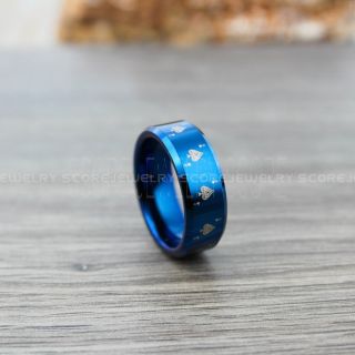 Ace of Spades Ring, Poker Ring, Blackjack Ring, Casino Ring, Joker Ring, Joker Card Suit Ring, Poker Wedding Ring, Blue Poker Ring, Card Suit Wedding Band
