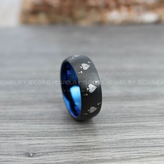 Ace of Spades Ring, Poker Ring, Blackjack Ring, Casino Ring, Joker Ring, Joker Card Suit Ring, Poker Wedding Ring, Black Poker Ring, Card Suit Wedding Band