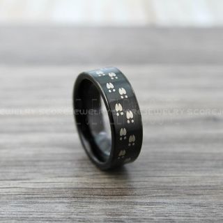 Moose Ring, Moose Hunting Ring, Black Tungsten Ring, Black Wedding Band, Hunting Ring, Moose Tracks Wedding Band, Moose Tracks Ring