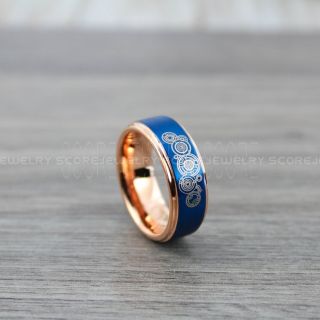 Doctor Who Ring, Gallifreyan Ring Doctor Who Jewelry, Doctor Who Wedding Band, Doctor Who Wedding Ring, 8mm Rose Gold Tungsten Ring