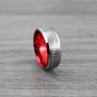 Baseball Ring, Baseball Stitch Pattern Wedding Band, Silver Wedding Band, Silver Tungsten Ring, Baseball Wedding Band, Baseball Jewelry