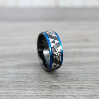 Zelda Ring, Gamer Ring, Legend of Zelda Ring, Zelda Wedding Ring, Zelda Wedding Band, Hammered Black Tungsten Ring, Black Wedding Band