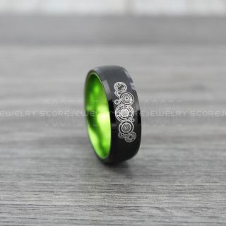 Doctor Who Ring, Gallifreyan Ring Doctor Who Jewelry, Doctor Who Wedding Band, Doctor Who Wedding Ring, 8mm Black Tungsten Ring