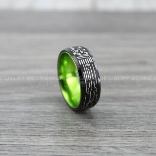 Circuit Ring, Circuit Board Ring, Black Tungsten Ring, Black Ring, Black Tungsten Wedding Band, Geek Ring, Geek Jewelry, Black Wedding Ring