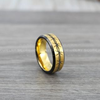 Barb Wire Ring, 14K Yellow Gold Tungsten Ring, 14K Yellow Gold Ring, 14K Yellow Gold Wedding Band, 14K Yellow Gold Wedding Ring