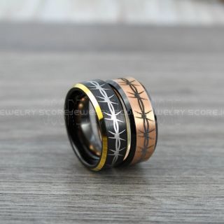 Barb Wire Ring, 2 Piece Couple Set 14K Rose Gold Tungsten Ring, 14K Rose Gold Ring, 14K Rose Gold Wedding Band, 14K Rose Gold Wedding Ring