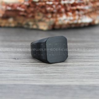 Punk Ring, Rusting Ring, 16mm Stainless Steel Band with Square Top Black or Rustic Grey Retro Punk Ring