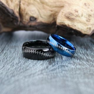 Baseball Rings, 2 Piece Couple Set Baseball Rings, Baseball Stitch Pattern Rings, Black Tungsten Rings, Black Rings, Black Wedding Bands, Black Wedding Rings, Baseball Stitch Rings, Black Tungsten Bands