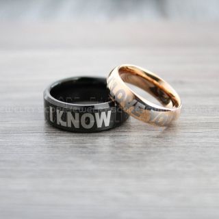 Star Wars Rings, 2 Piece Couple Set Star Wars Rings, Star Wars Wedding Bands, I Love You I Know Ring, Black Wedding Rings, Black Tungsten Bands, Star Wars Wedding Bands