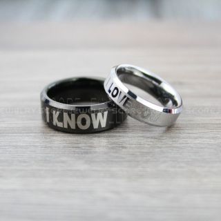 Star Wars Rings, 2 Piece Couple Set Star Wars Rings, Star Wars Wedding Bands, I Love You I Know Ring, Silver Wedding Rings, Silver Tungsten Bands, Star Wars Wedding Bands