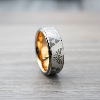 Zelda Ring, Gamer Ring, Legend of Zelda Ring, Zelda Wedding Ring, Zelda Wedding Band, Gunmetal Tungsten Ring, Gunmetal Wedding Band