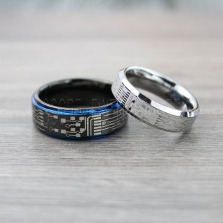 Circuit Board Rings, Circuit Board Jewelry, Technology Ring, Engineer Rings, 2 Piece Couple Set Circuit Board Rings, Gunmetal Tungsten Ring, Geek Rings, Geek Jewelry