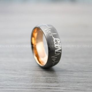 Nurse Ring, Registered Nurse Ring, LPN Nurse Wedding Band, Career Ring, LPN Nurse Jewelry, Nurse Gunmetal Tungsten Ring, Gunmetal Wedding Band, Gunmetal Tungsten Wedding Band