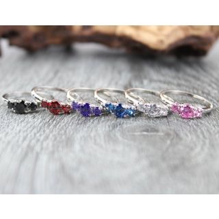 925 Sterling Silver Three Stone Engagement Ring, Sterling Silver Engagement Ring with Garnet Diamond, Three AAAAA Garnet CZ Stones