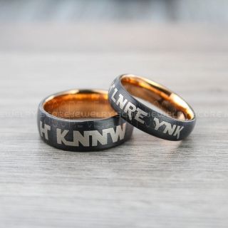 Star Wars Rings, 2 Piece Couple Set Star Wars Rings, Star Wars Jedi Font Wedding Bands, I Love You I Know Ring, Black Wedding Rings, Black Tungsten Bands, Star Wars Wedding Bands