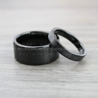 Classic Black Tungsten Rings, Black Tungsten Wedding Bands, 2 Piece Couple Set Black Wedding Bands, Black Wedding Rings, Black Tungsten Wedding Rings