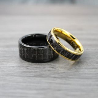 Wood Rings, Redwood Rings, Redwood Wedding Bands, 2 Piece Couple Set 14K Yellow Gold Tungsten Bands Redwood Inlay, Yellow Gold Wedding Rings, Yellow Gold Wedding Bands