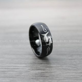 Catfish Ring, Fishing Ring, Fish Hook Ring, Catfish Jewelry, Catfish Fishing Ring, Black Ring, Black Tungsten Ring, Black Wedding Band, Hunting Ring, Fish Hooks Wedding Band