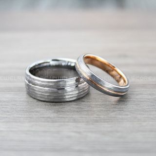 Hammered Rings, Hammered Wedding Bands, 2 Piece Couple Set Silver Wedding Bands, Silver Hammered Tungsten Bands, Silver Wedding Rings, Silver Tungsten Wedding Rings