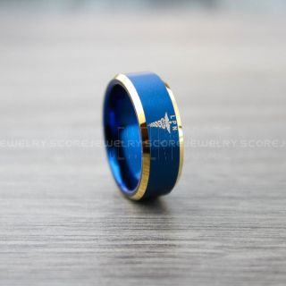 Licensed Practical Nurse Ring, Nurse Ring, LPN Nurse Wedding Band, Career Ring, LPN Nurse Jewelry, Nurse Blue Tungsten Ring, Blue Wedding Band, Blue Tungsten Wedding Band