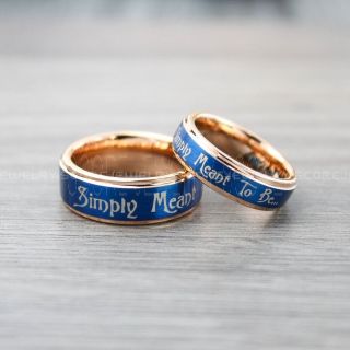 Simply Meant To Be Ring, Jack and Sally Rings, Jack and Sally Wedding Bands, 14K Rose Gold Tungsten Rings, Rose Gold Tungsten Wedding Bands, Jack and Sally Wedding Rings