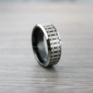 Railroad Ring, Railroad Wedding Band, Train Tracks Ring, Train Tracks Wedding Ring, Black Tungsten Wedding Ring, Tungsten Wedding Band