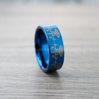 Licensed Practical Nurse Ring, Nurse Ring, LPN Nurse Wedding Band, Career Ring, LPN Nurse Jewelry, Blue Nurse Tungsten Ring, Blue Wedding Band, Blue Tungsten Wedding Band