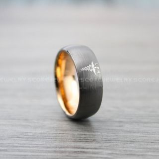 Nurse Ring, Registered Nurse Ring, LPN Nurse Wedding Band, Career Ring, LPN Nurse Jewelry, Nurse Gunmetal Tungsten Ring, Gunmetal Wedding Band, Gunmetal Tungsten Wedding Band