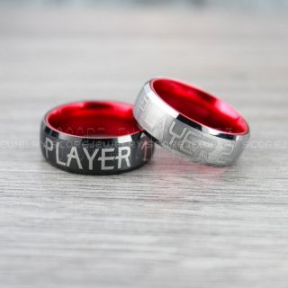Gamer Rings, Player 1 Player 2 Rings, Gamer Jewelry, Black Tungsten Rings, Black Wedding Bands, 2 Piece Couple Ring Set, Gamer Rings