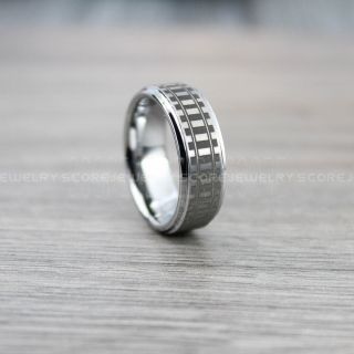 Railroad Ring, Railroad Wedding Band, Train Tracks Ring, Train Tracks Wedding Ring, Silver Tungsten Wedding Ring, Tungsten Wedding Band