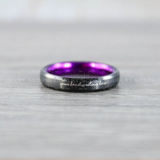 Purple Ring, Purple Wedding Band, Black Wedding Ring, Custom Handwriting Ring, Handwriting Ring, Personalized Handwriting Black Wedding Band, Black Tungsten Wedding Band, Black Tungsten Ring, Black Tungsten Band
