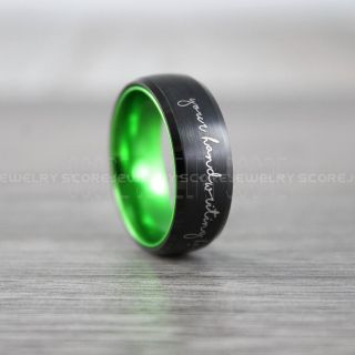 Black Wedding Ring, Custom Handwriting Ring, Handwriting Ring, Personalized Handwriting Black Wedding Band, Black Tungsten Wedding Band, Black Tungsten Ring, Black Tungsten Band