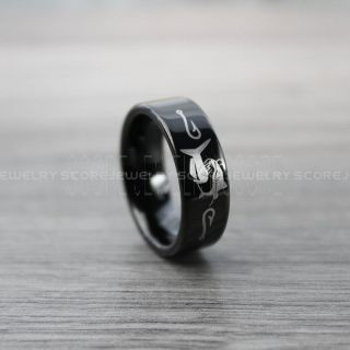 Catfish Ring, Fishing Ring, Fish Hook Ring, Catfish Jewelry, Catfish Fishing Ring, Black Ring, Black Tungsten Ring, Black Wedding Band, Hunting Ring, Fish Hooks Wedding Band