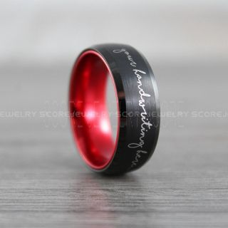 Black Wedding Ring, Custom Handwriting Ring, Handwriting Ring, Personalized Handwriting Black Wedding Band, Black Tungsten Wedding Band, Black Tungsten Ring, Black Tungsten Band