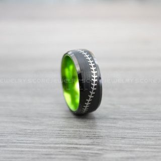 Baseball Ring, Baseball Stitch Pattern Wedding Band, Black Wedding Band, Black Tungsten Ring, Baseball Wedding Band, Baseball Jewelry