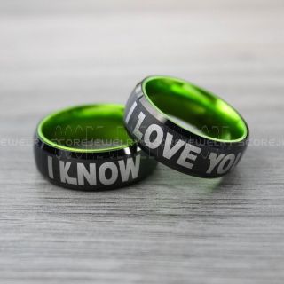 I Love You I Know Rings, Star Wars Rings, Green Tungsten Rings, Black Wedding Bands, Couple Ring Set Gamer Rings