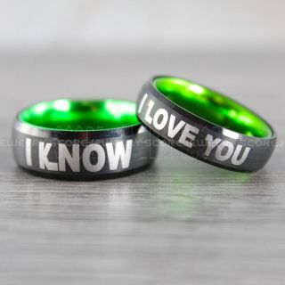 I Love You I Know Rings, Star Wars Rings, Green Tungsten Rings, Black Wedding Bands, Couple Ring Set Gamer Rings