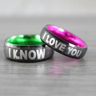I Love You I Know Rings, Star Wars Rings, Green Tungsten Rings, Black Wedding Bands, Couple Ring Set Gamer Rings