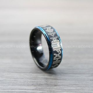 Norse Runes Ring, Norse Ring, Viking Ring, Elder Futhark Ring, Black Norse Runes Ring, Black Tungsten Ring, Black Wedding Ring, Tungsten Wedding Band