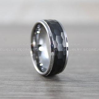 Hammered Tungsten Ring, Black Tungsten Wedding Band, Hammered Wedding Band, Black Hammered Wedding Ring, Black Wedding Ring