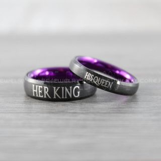 King and Queen Rings, King & Queen Rings, King Queen Wedding Ring, King Queen Wedding Bands, King Ring, Queen Ring, Matching Ring Set, 2 Piece Couple Set Black Tungsten Rings, King & Queen Rings