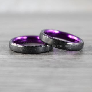 Black Tungsten Rings, 2 Piece Couple Set 4mm Classic Black Tungsten Wedding Bands, Black Wedding Bands, Black Wedding Rings, Black Tungsten Wedding Rings