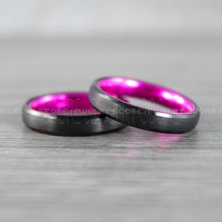 Black Tungsten Rings, 2 Piece Couple Set 4mm Classic Black Tungsten Wedding Bands, Black Wedding Bands, Black Wedding Rings, Black Tungsten Wedding Rings