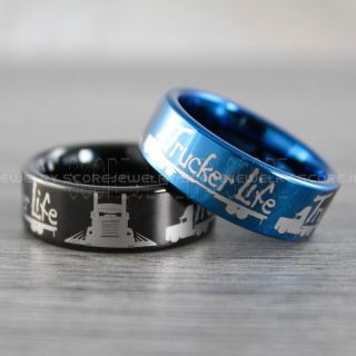Truck Driver Ring, Trucker Ring, Black Tungsten Ring, Trucker Jewelry, Truck Driver Wedding Band, Black Tungsten Band, Black Wedding Ring