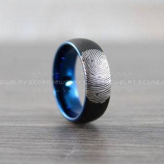 Fingerprint Ring, Fingerprint Wedding Ring, Fingerprint Wedding Band, Black Wedding Band, Black Wedding Ring, Black Tungsten Ring